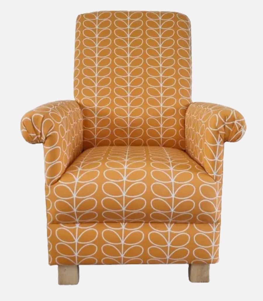 Kids Chair Orla Kiely Linear Stem Papaya Orange Fabric Children's Armchair Peach