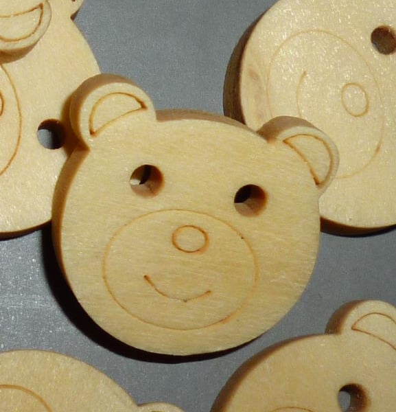 Wooden teddy bear head buttons  set of 6