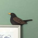 Female Blackbird Wooden Door Topper