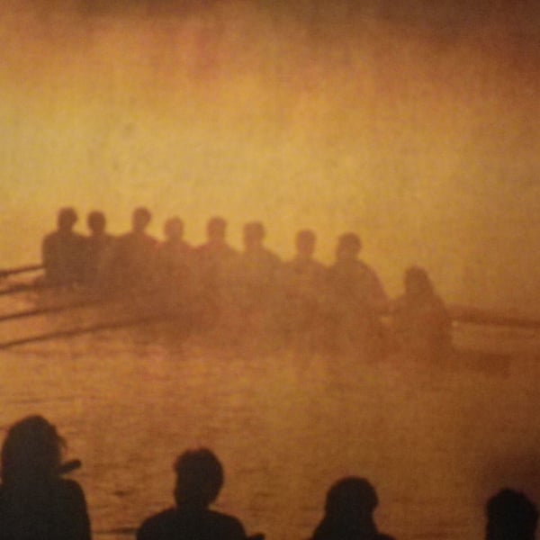  Morning Rowers A4 unframed  mounted, free hook & easel,free shipping,  Ref 1824