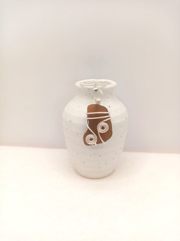 Wire Wrapped Sea Glass Necklace, Sea Glass, Gifts for her, Free Postage