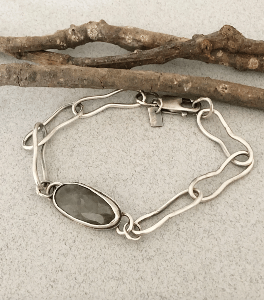 Silver Link Bracelet - Labradorite Bracelet