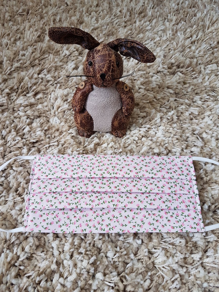 Adult face covering – Pink Ditsy Flower print