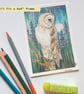 Small barn owl original art, original drawing, bird artwork, letterbox gift - Image 8