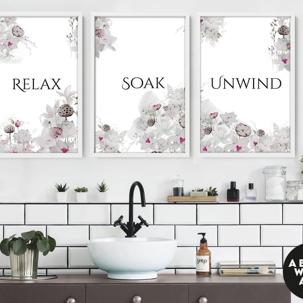 Home Decor Bathroom art prints set of 2, Botanical, Tropical Spa Bathroom Decor,