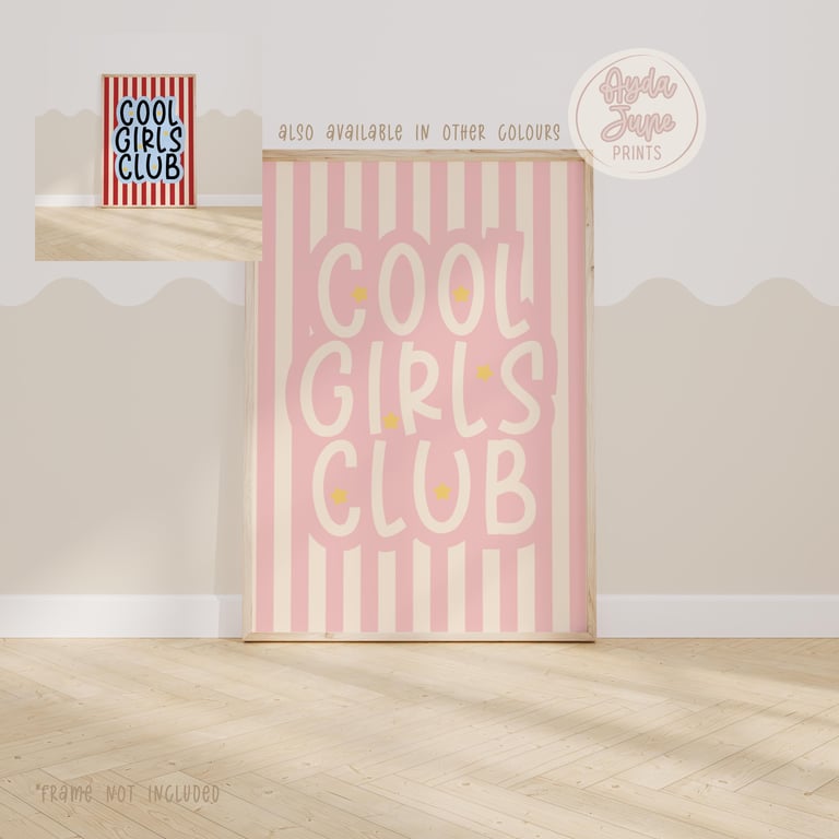Cool girls club, Girls Nursery Decor, Fun Wall Art, Playroom print