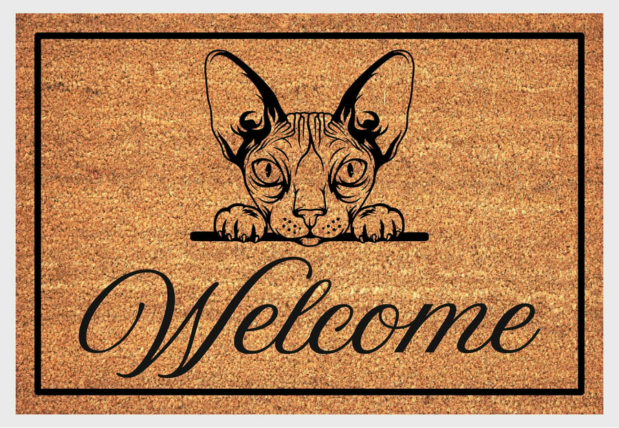 Sphynx Cat Door Mat - Personalised Sphynx Cat Welcome Mat - 3 Sizes