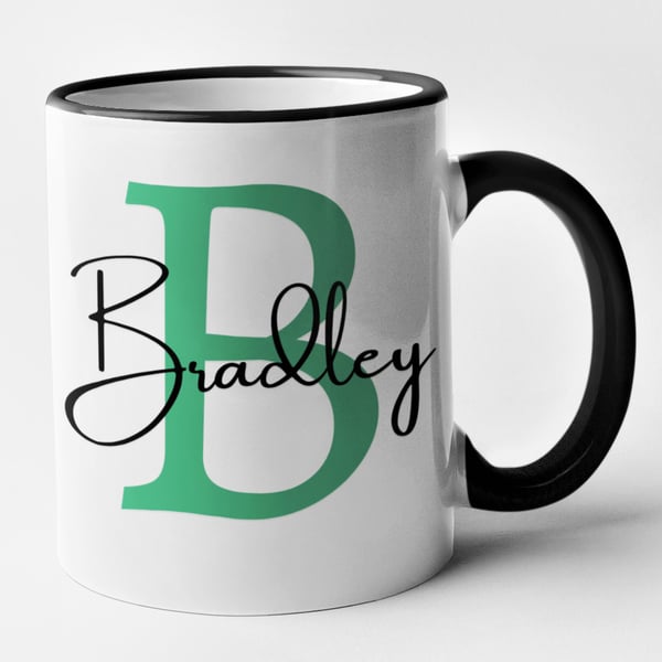 Personalised GREEN initial and name Mug - personalised gift present