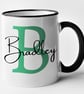 Personalised GREEN initial and name Mug - personalised gift present - Image 1