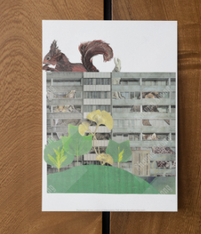 'Urban Jungle' card printed from handmade collage