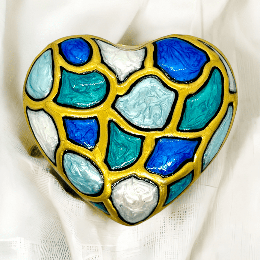 Crazy Blue Mosaic Heart Magnet