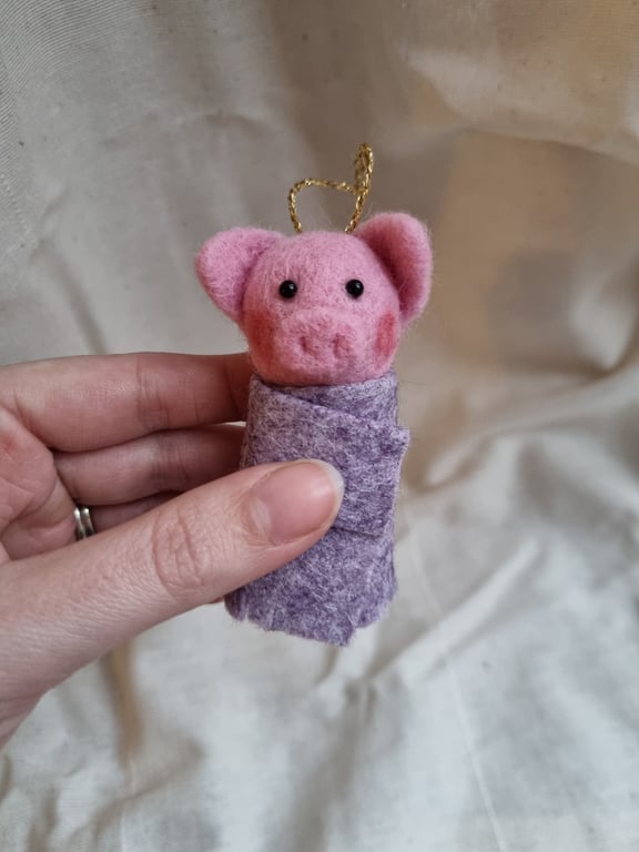 Woolly Pigs in Blankets Hanging Christmas Decorations - Single Lilac