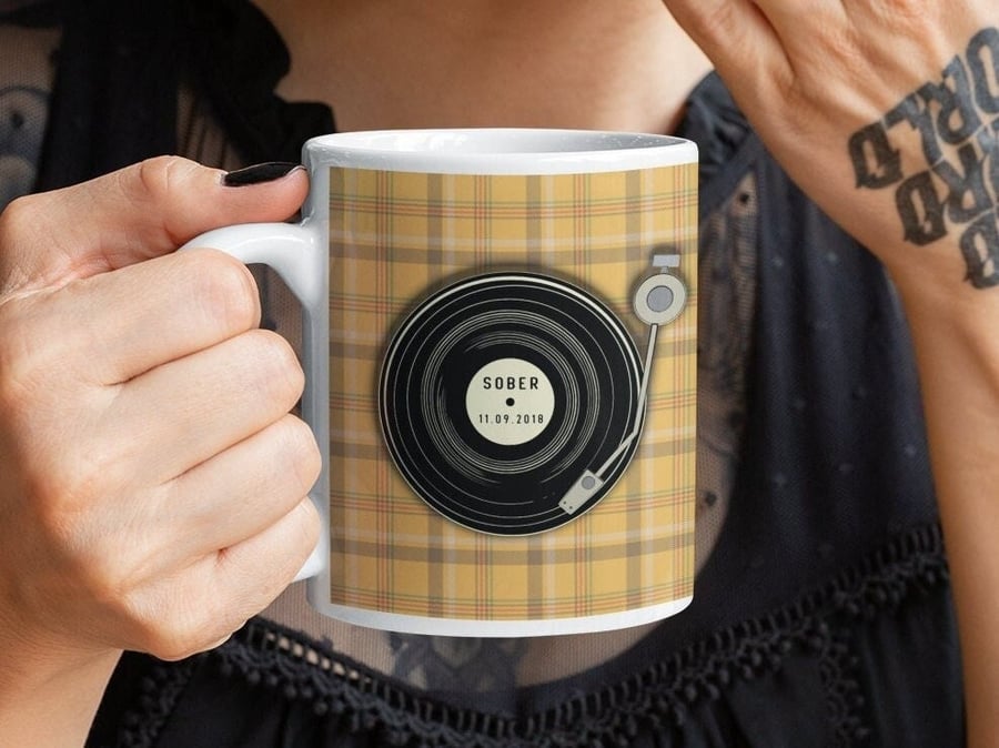 Custom Sober Mug, sobriety gift for men, AA Gift, personalised coffee mug, sober