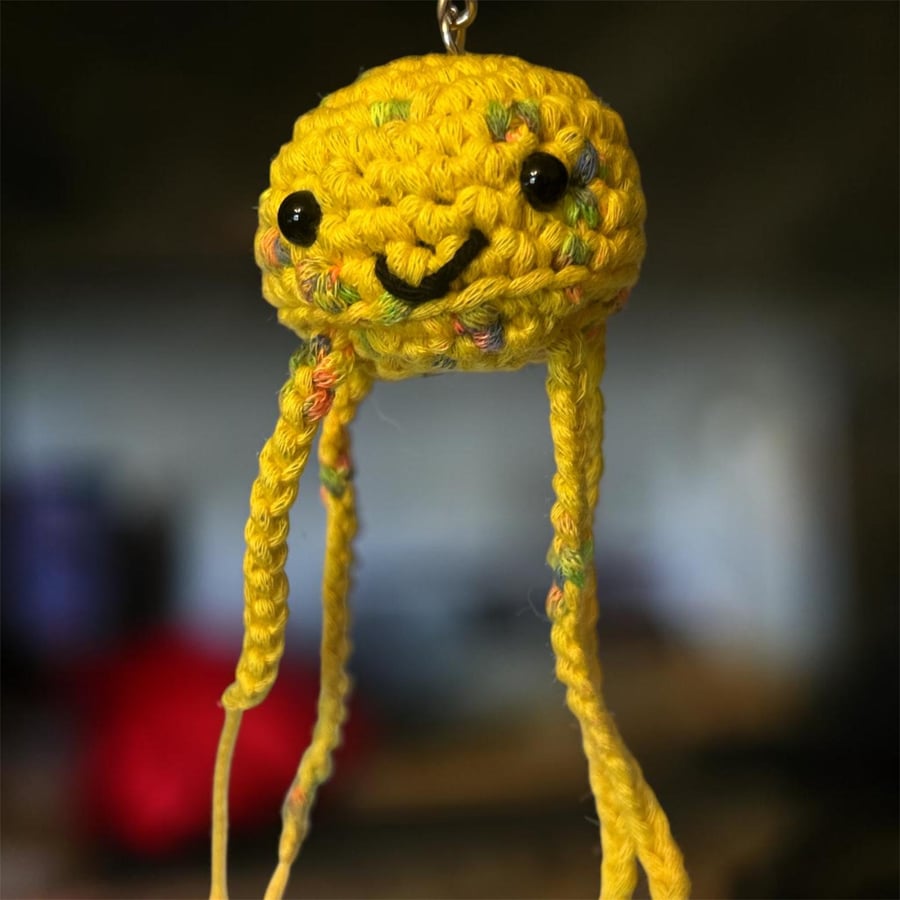 Crochet jellyfish keyring