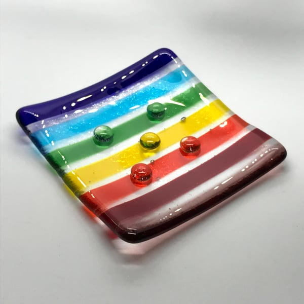 Fused Glass Rainbow Soap Dish