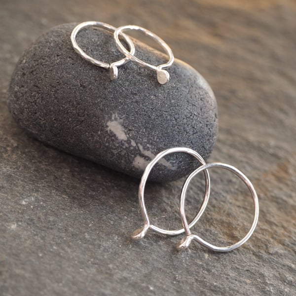 Handmade Silver Sleeper Hoop Earrings, Argentium Silver Hoops, Earrings