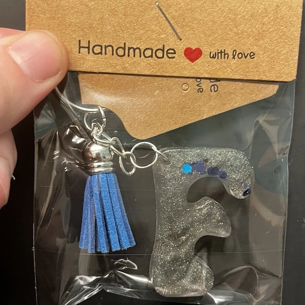 Resin Initial Keyring - F
