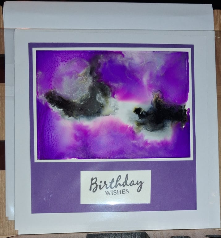 Handmade greetings card made with alcohol inks