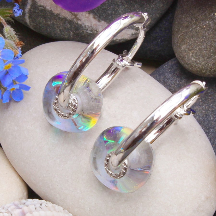 Crystal Earrings, Rainbow Crystal, Rock Crystal, Sleeper Earrings, Pebble