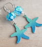 Enamel starfish earrings, Green and Blue, Ocean inspired jewellery - Image 7