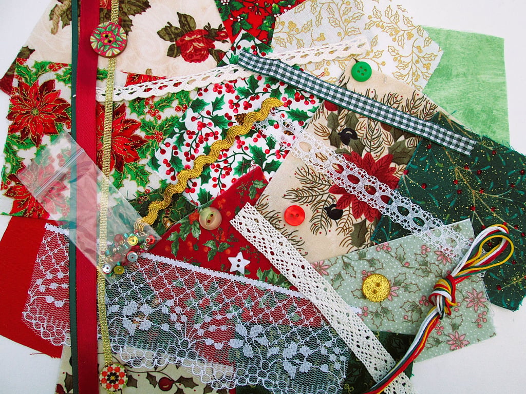 Mini Floral Christmas slow stitching or junk journal kit for a beginner