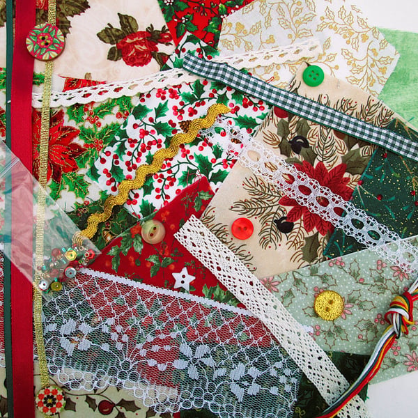 Mini Floral Christmas slow stitching or junk journal kit for a beginner