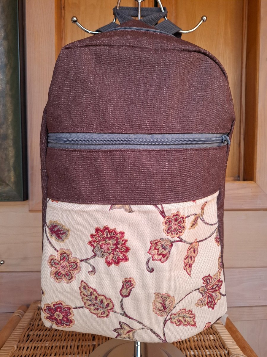 Plum denim backpack