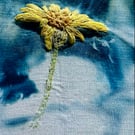 Plants for pollinators 2 - Ragwort 1 - Cyanotype & stitch - Eco Textile Art
