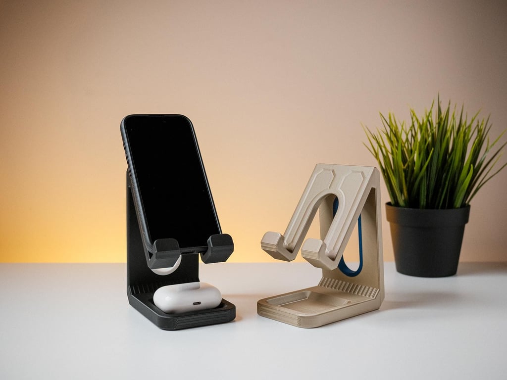 Modern Phone Stand with Storage Minimalist Smartphone Holder, Charging Dock, Off