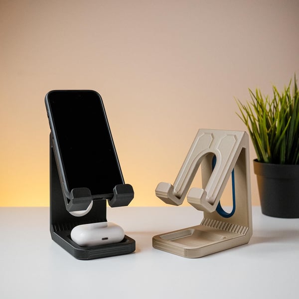 Modern Phone Stand with Storage Minimalist Smartphone Holder, Charging Dock, Off