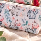 Handmade Zipped Fabric Pouch - Lined Washable Multipurpose Bag with Fun Charms