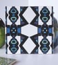 Blue and Black Bold Geometric Pattern Ceramic Tile Trivet with Cork Backing - Image 2