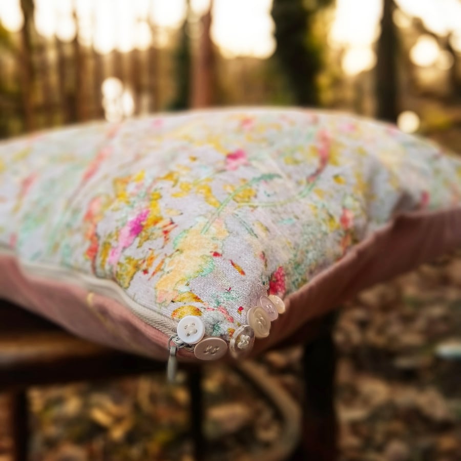 Velvet floral cushion