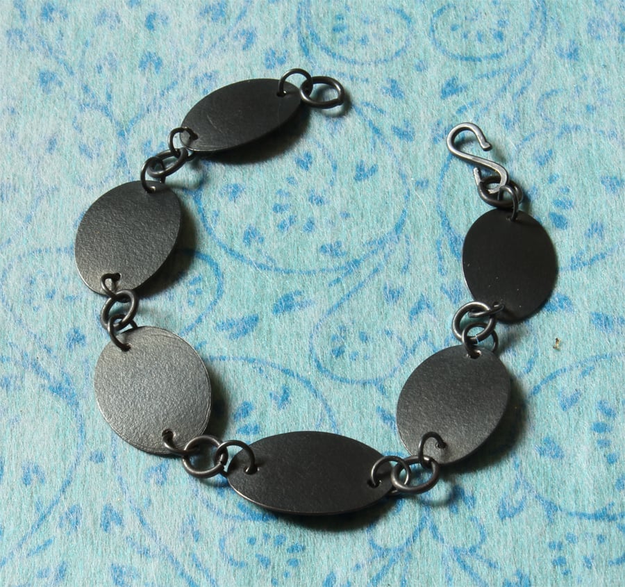   Silver Bracelet  Handmade Oxidised Silver Bracelet -Industrial Modernist Style