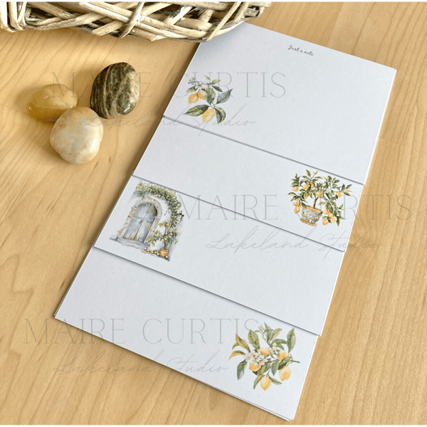 Lemon Zest Notecards set 12 A6 Flat Cards with Envelopes