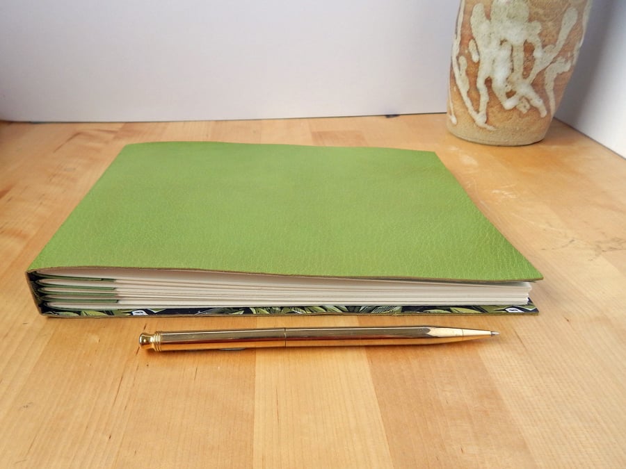 Green Leather Sketchbook, Art Journal - Song Thrushes. Gifts for Artists
