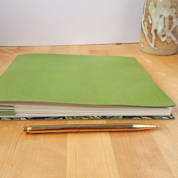 Green Leather Sketchbook, Art Journal - Song Thrushes. Gifts for Artists