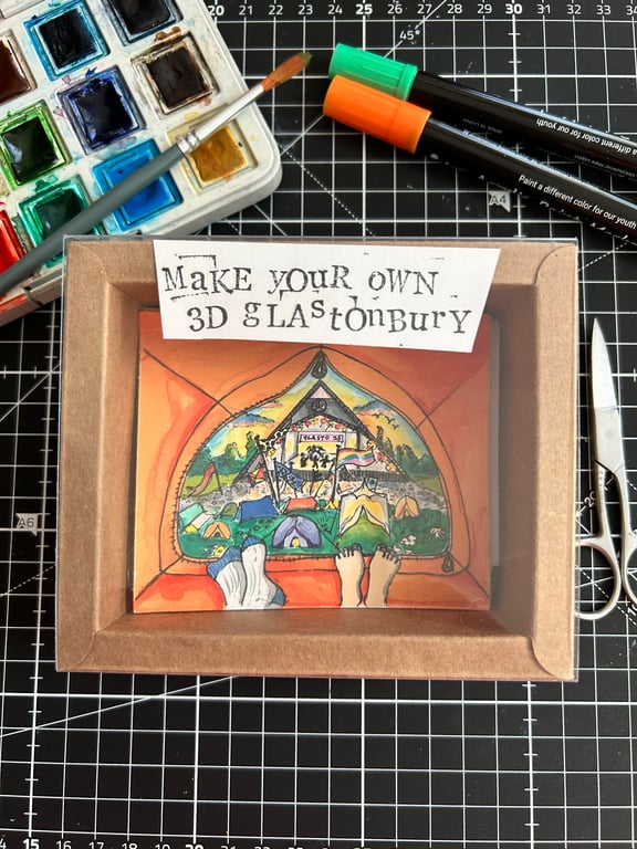 3D Glastonbury Craft Kit - DIY pop-up scene, paper cut craft kit