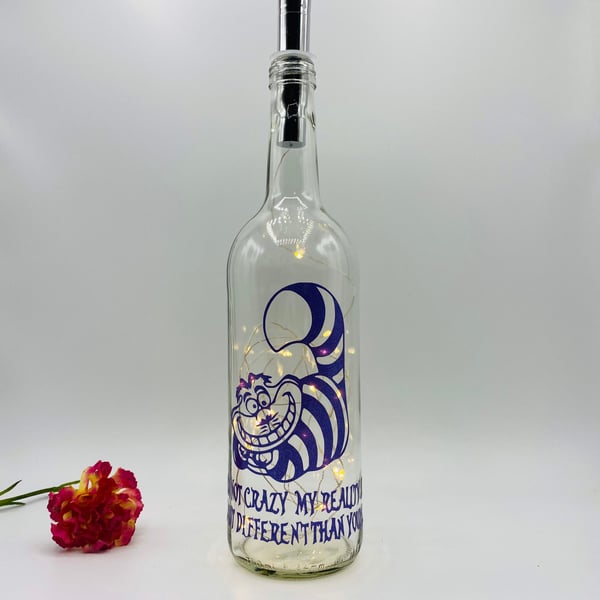 Magical Cheshire Cat Lighted Bottle - Alice in Wonderland Inspired Decor