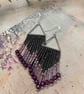 Beaded fringe dangle boho earrings, unique gift for her, handmade accessories  - Image 3