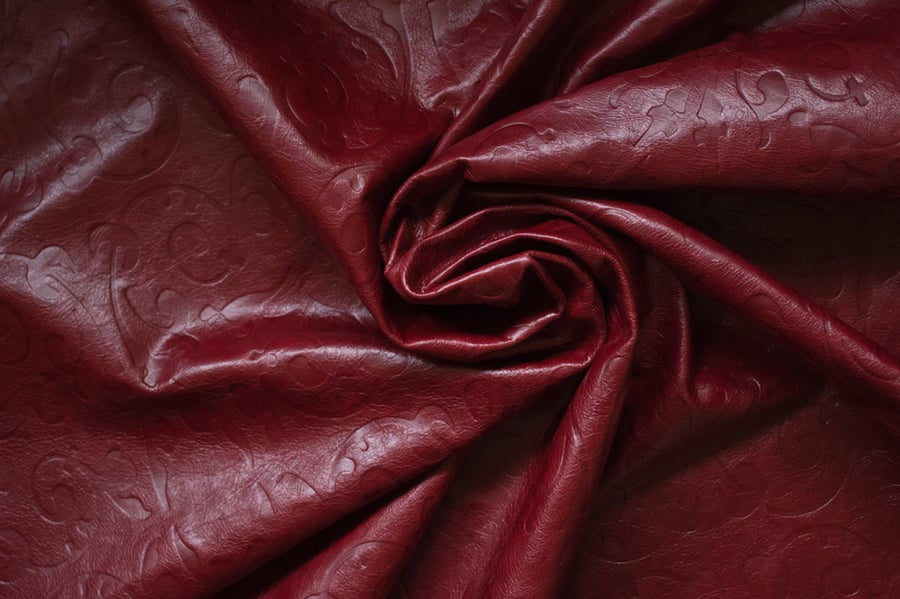 Embossed Leather - 100% Genuine Cow Hide - 24 X 6.5 - Deep Red