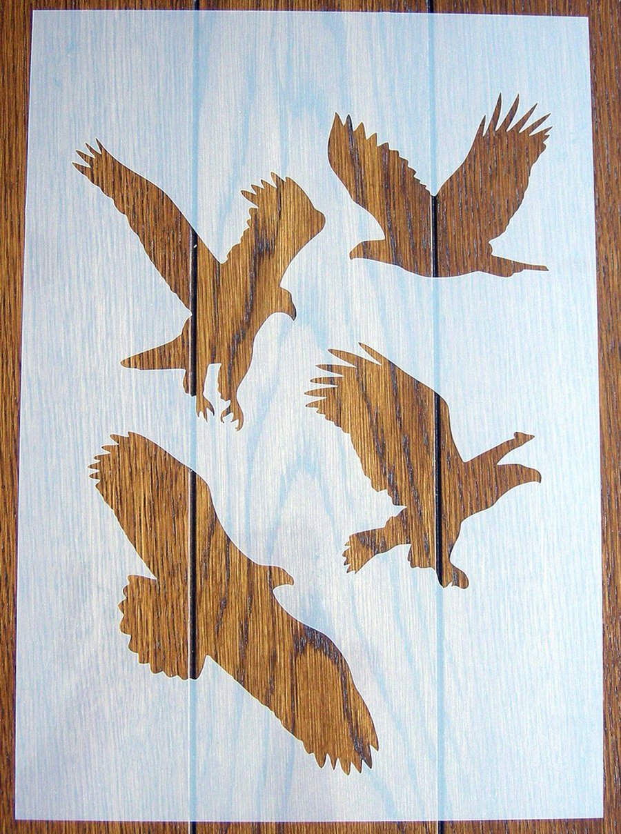 Eagles in Flight Stencil Mask Reusable PP Sheet for Arts & Crafts