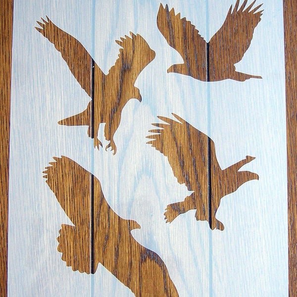 Eagles in Flight Stencil Mask Reusable PP Sheet for Arts & Crafts