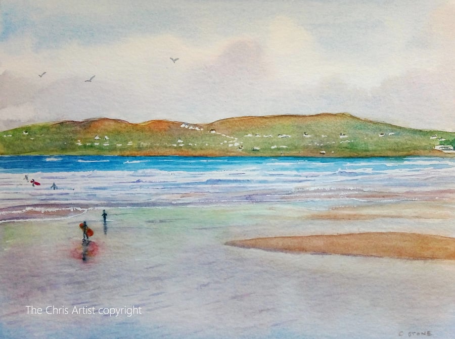 Banna Strand beach near Tralee County Kerry Ireland original watercolour