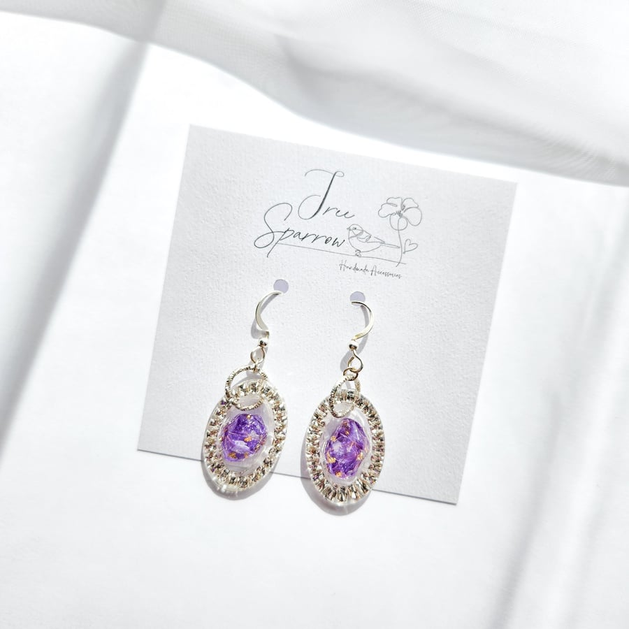 Dried Flower Drop Earrings