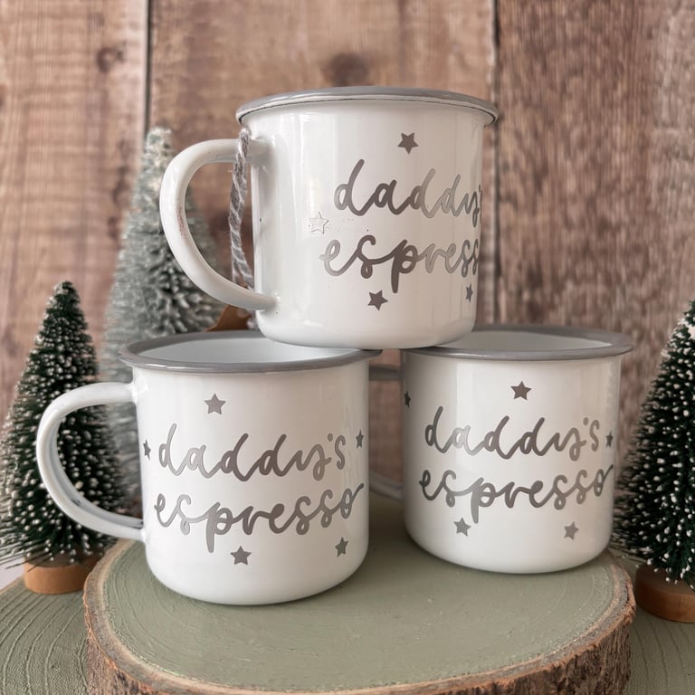 Daddy's Espresso Mug, Enamel Camping Mug, Father's Day Gift