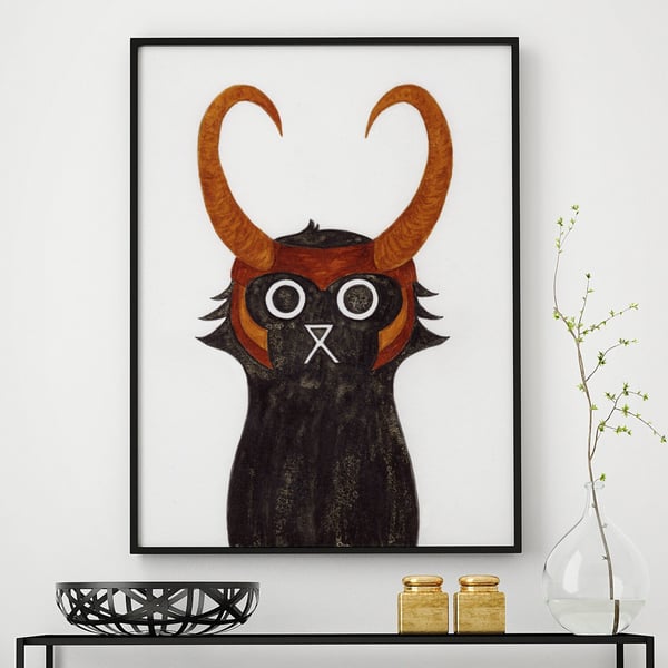 Loki Cat Wall Art Print, Superhero Print, Superhero Cat, Cat Wall Art