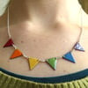Rainbow Bunting Necklace, Enamelled Copper and Sterling Silver