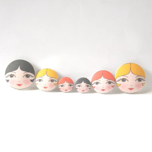 Special Listing for Susan - Original Doll Face Covered Buttons (Set of 3)