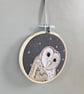 Handmade fabric Barn owl decorations, mini hoop hanging decoration, grey - Image 9